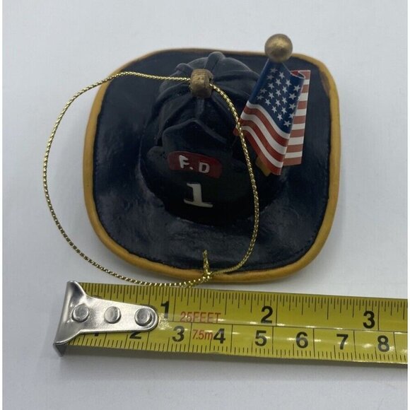 Fireman Hat Christmas Ornament Fire Department Helmet Patriotic Flag Firefighter - Picture 7 of 9